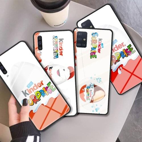 Glass Case For Samsung Galaxy A51 A50 A71 M31 A70 A10 A40 A30 A31 M51 Shockproof Phone Cover Back Shell Egg KINDER JOY Surprise
