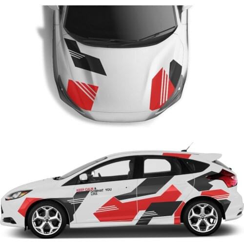 7PCS Auto Door Side Trim Stickers Car Hood Vinyl Film For Ford Focus 2 3 1 Mk2 Mk3 MK4 Car Whole Body Decor Decals Accessories