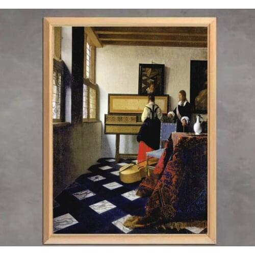 World Famous Paintings"A Lady At The Virginals With A Gentleman" Diamond Painting Mosaic Home Decor Johannes Vermeer Series