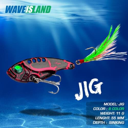 WAVEISLAND Metal Lure Fishing Vibration 11g Isca Artificial Fake Fish Bait Bass Set Sinking Full Water Pesca Saltwater Lures