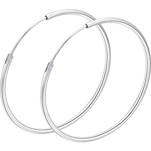 Sinya 925 sterling silver hoop circle ring earring for women 100% allergy free high quality circle diameter 13mm 20mm 30mm 50mm