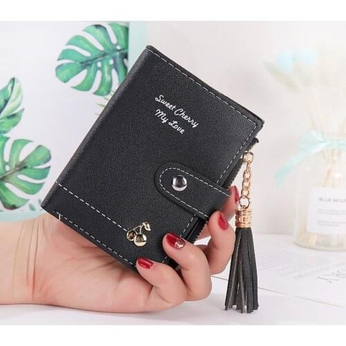 Tassel Women Wallets Lady Cherry Purse Cards Holder Short Coin Purse Pouch Zipper Hasp Women Wallet Girls Money Bags Pockets
