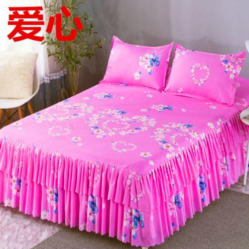 1pc Bed Skirt Bedding Set Sanding Soft Bedspread King Queen Size Double Layer Bed Skirt Have Including Pillowcase 2020 New E1126