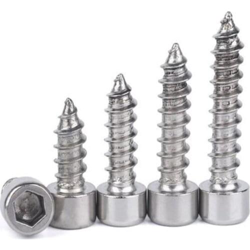 10-50pcs M2 M2.5 M3 M4 M5 M6 Hexagon Hex Socket Cap Head Self Tapping Screw 304 Stainless Steel Allen Head Screw for Speaker