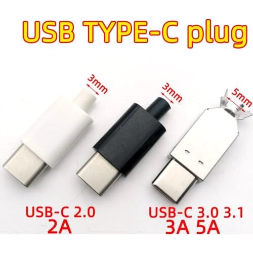 10sets/pack Welding wire type USB 3.1 2A/3A large current 5A Type-c DIY Assembled USB Pulg Male Connector Charging Cable Parts