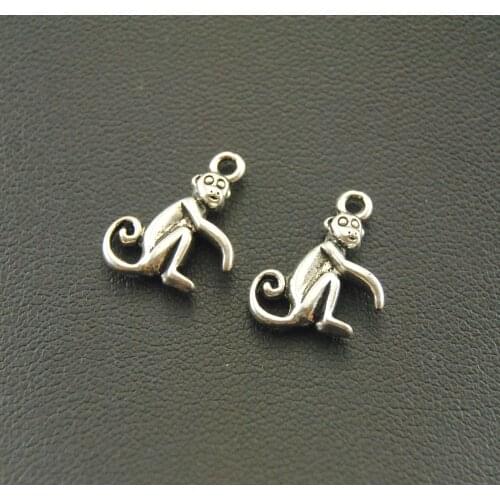 10 pcs Silver Color Monkey Charms Jewellery Pendant For Bracelet Necklace A858