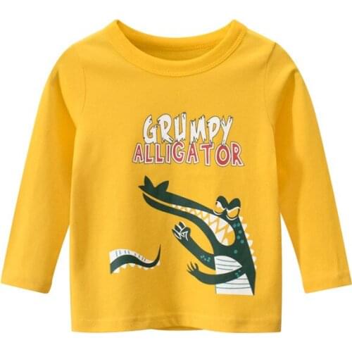 27Kids Autumn Boys T-shrit Girls full Sleeve Top Cotton Fabric Cartoon Patter Spring Sweater Shirt