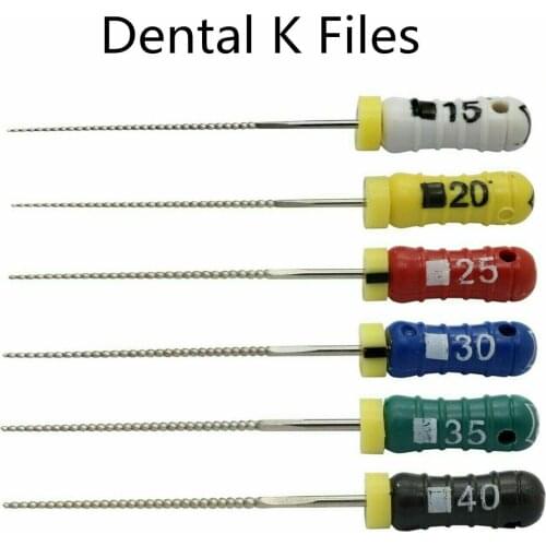6Pcs/Set Dental Endodontic K-files Hand Use Steel Root Canal File 21/25/31mm 15-40