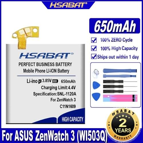 HSABAT C11N1609 650mAh Battery for ASUS ZenWatch 3 (WI503Q) Smartwatch Batteries