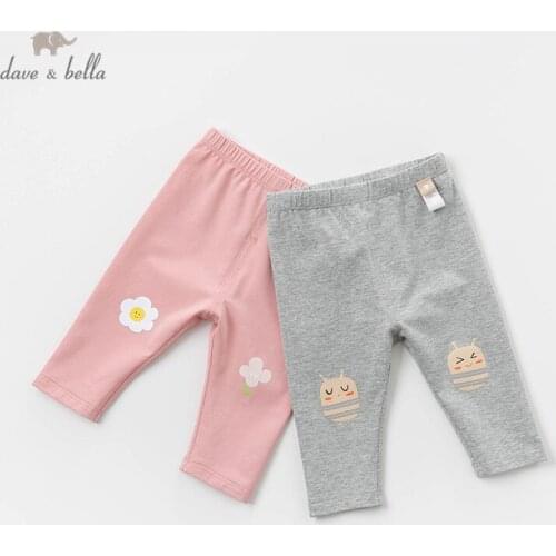 DBZ13314 dave bella spring baby girls fashion cartoon print pants children full length kids pants infant toddler trousers