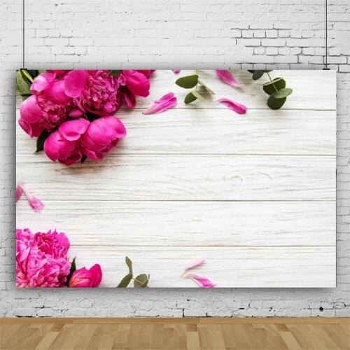 Planks Backdrop Purple Brilliant Roses and Wooden Board Photography Background Holiday Celebration Photo Booth Studio Decor