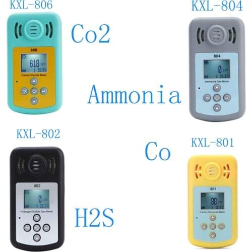 Gas Detector H2S/Ammonia/CO /Co2 Meter LCD Digital Handheld Gas Analyzer High Precision Portable Battery Mini Solid Gas Detector