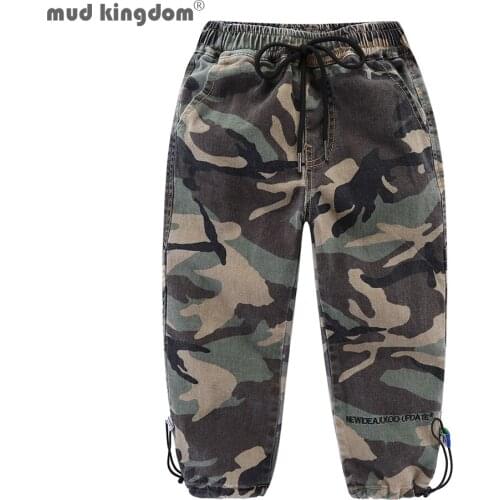 Mudkingdom Boys Jeans 2020 Autumn Winter Camo Pants Fashion Jogger Drawstring Trousers for Boys Clothes