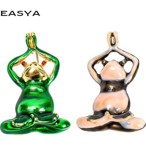 EASYA Crystal Frog Brooches For Women Metal Lovely Jumping Frog Animal Brooch Pins Gifts Coat Accessories