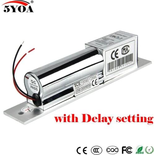 Electric Bolt Lock Low Temperature Delay Setting DC 12V Stainless Steel Heavy-duty Fail-Safe Drop Door Access Control Security