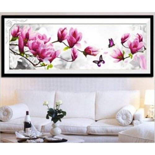 Factory Sale Needlework Embroidery Cross Stitch Kit Printed Fabric 3D Solid Magnolia Flower Butterfly Animal -----Free Shipping