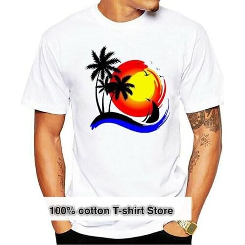 Customized Mens T-Shirt New Style Pattern Palms California Clothes T Shirt Men Gift New White Beach Coconut Tree Tshirt