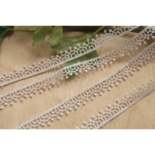 30Yards White Embroidery Polyester Lace Trim 1cm Wide Water Soluble Lace Ribbon For Sewing Craft Wedding