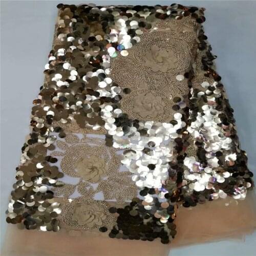 African Lace Fabric Embroidered Tulle Lace High Quality African French Net Lace Fabric for Nigerian Dresses sequins B55-31