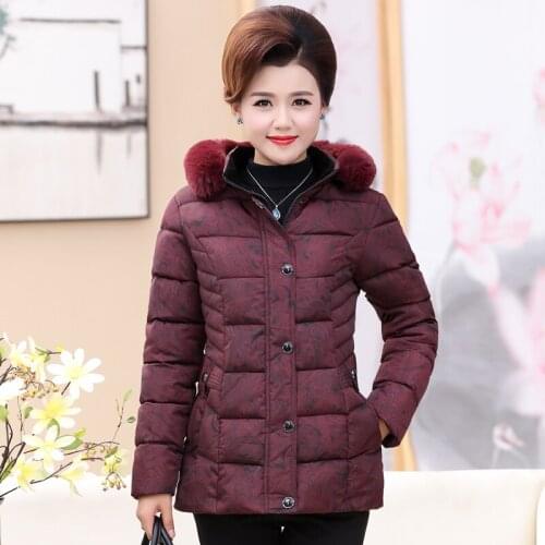 Womens winter jacket high-end new thick hooded fur collar cotton jacket jacket mother loaded wild womens zipper pocket