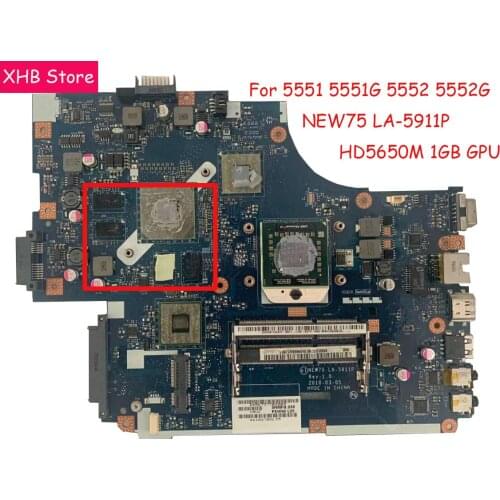 Free CPU NEW75 LA-5911P MBPUU02001 For Acer aspire 5551 5551G 5552 5552G Laptop Motherboard HD5650M 1GB GPU tested