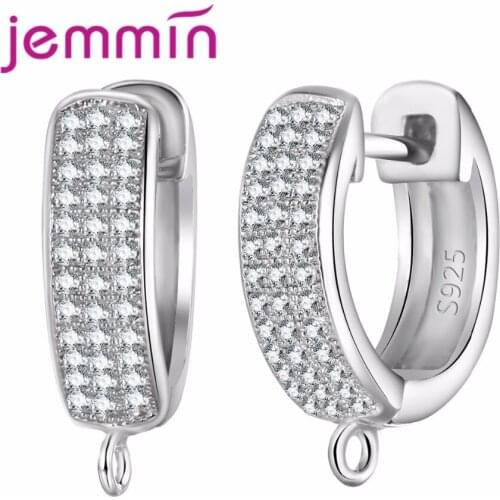 Fashion Round Hoop Earrings Micro Inlay Full Clear CZ Crystal 925 Sterling Silver Jewelry Accessories for Women 10PCS