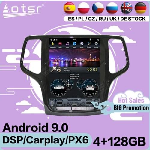 128G Tesla Screen Multimedia Stereo Android Player For Jeep Grand Cherokee 2014 2015 2016 2017 2018 GPS Navi Receiver Head Unit