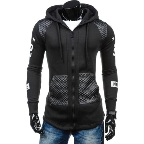 Mens printed zipper jacket stylish slim fit hooded sweater new hoodies