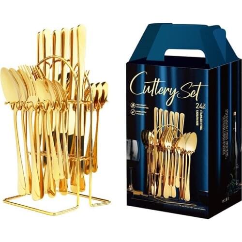 24-piece Stainless Steel Cutlery Set Western-style High-quality Hotel Restaurant Knife Fork Spoon Home Kitchen Tableware