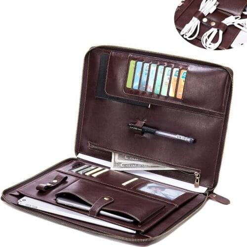 New Crazy Horse Leather Flat Case Clutch Hand Bag Business Bank Card Change Folder Bags