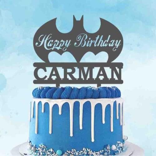Personalized Bat Man Birthday Topper Custom Name Happy Birthday Acrylic Cake Topper For Birthday Party Cake Decoration