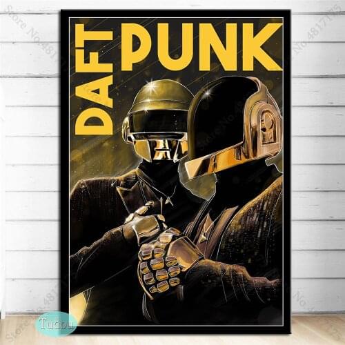 Posters Daft Punk Band Music Print Painting Canvas Wall Art Pictures for Living Room Home Decor