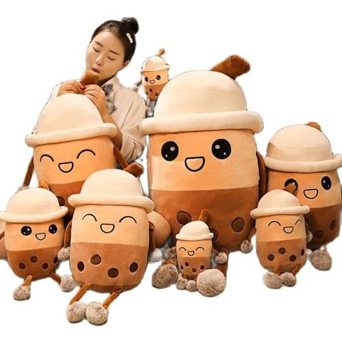 25/35/50/65cm Bubble Tea Cup Shaped Pillow Pearl Milk Tea Cup Stuffed Plush Toy Cushion Creative Sofa Decor Funny birthday Gift