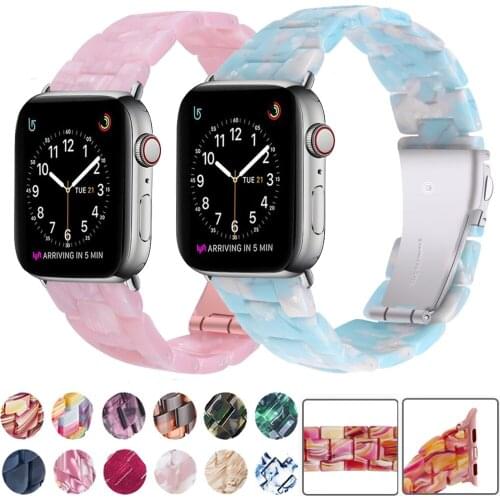 Resin Wrist Straps For Apple Watch Band 44 40 42mm 38mm Correa Transparent Woman Loop Watchband For Iwatch 6 Se Series 5 4 3 2 1