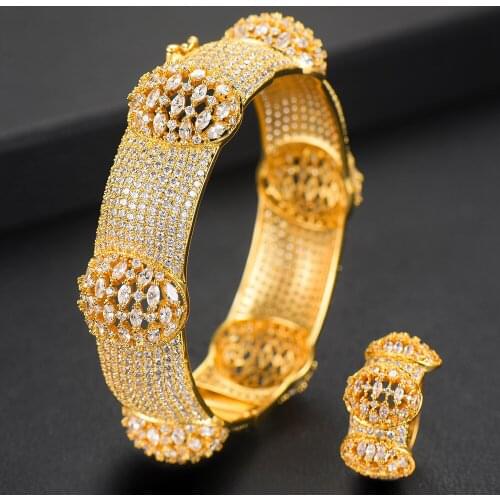 Kellybola Luxury Wide Cubic Zirconia Bracelet/Ring Jewelry Sets Female Wedding Banquet Anniversary Accessories Exquisite Women