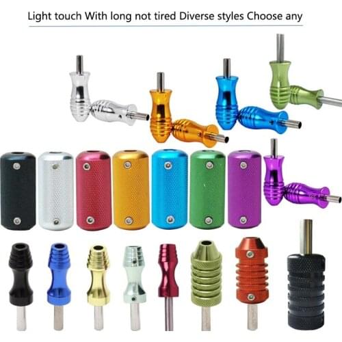 Multiple styles Colorful Aluminum Alloy Tattoo Grip Tube With Back Stem Tattoo Gun Hand Grip Supplies Body Art Tool Accessories