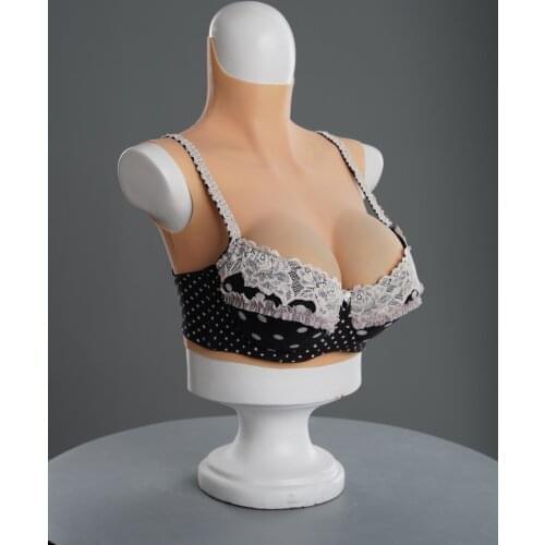 Upgrade 2G BCD High Collar Neck Fake Artificial Boob Realistic Silicone Breast Forms Crossdresser Shemale Transgender Drag Queen