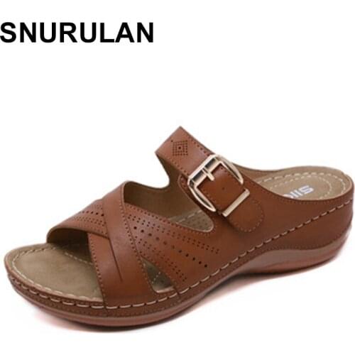 SNURULAN2021 New Fashion Summer Shoes Women Slippers Thick Sole Women Beach Slippers Ladies Summer Holiday Shoes