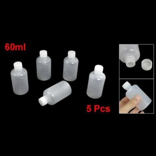 SOSW-60ml Clear Plastic Cylinder Shaped Chemical Agent Bottle 5 Pcs