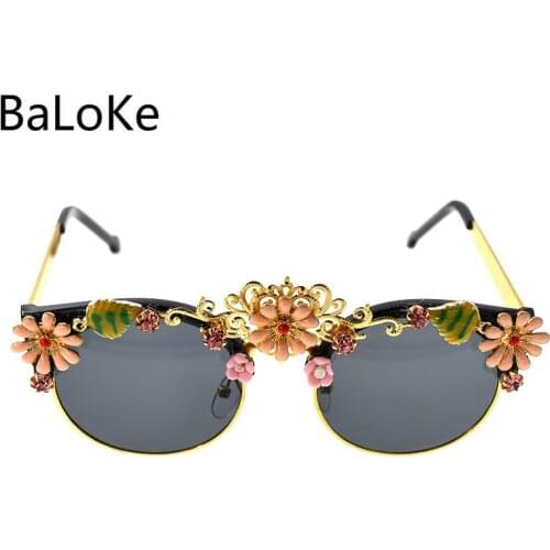 Cool Style Flower Sunglasses Women Oval Fashion Sun Glasses Sweet Female Classical Summer Beach Roses Eyewear Oculos