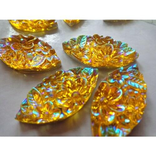 Sew on gem stones Golden AB colour rhinestones Navette shape 15*30mmmm Flat bottomed resin crystal strass for dress 50pcs/lot