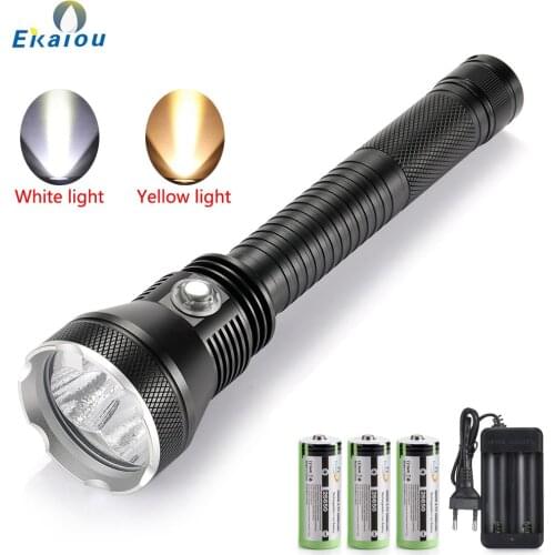 Super Bright Diving Flashlight 3LED XHP70.2 LED Yellow/White Light IP68 Highest Waterproof Grade Professional Dive Caving Lamp