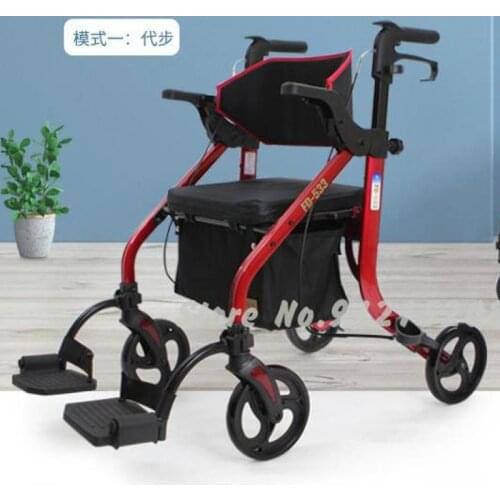 Elderly Carts Can Sit On Walkers, Four-wheeled Folding Hand-held Trolleys, Shopping Carts For The Elderly, Grocery Shopping Cart