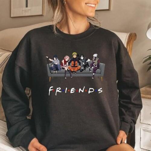 Anime Friends Sweatshirt Japan Cartoon Sweatshirt Kawaii Comics Graphic Shirt Unisex Autumn and Winter Casual Hoodies