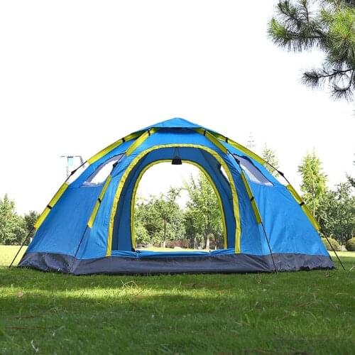 Outdoor Quick Open Automatic Tent for 5-8 Person Double Door Breathable Summer Tent for Beach Holiday Resting 305x240x145cm