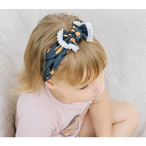 Turban Bows Headband For Baby Girls Headwraps Elastic Toddler Nylon Headwear Baby Hair Accessories Bow Headband