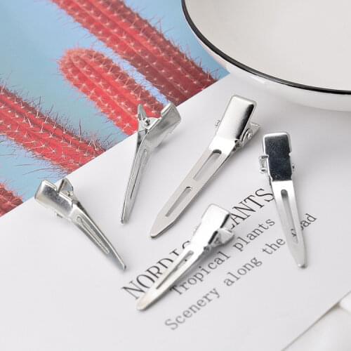 24Pcs DIY Hair Clips Modish Flat Metal Single Prong Alligator Hair Clips Barrette for Bows Silver Hairpins for Hair Styling Tool