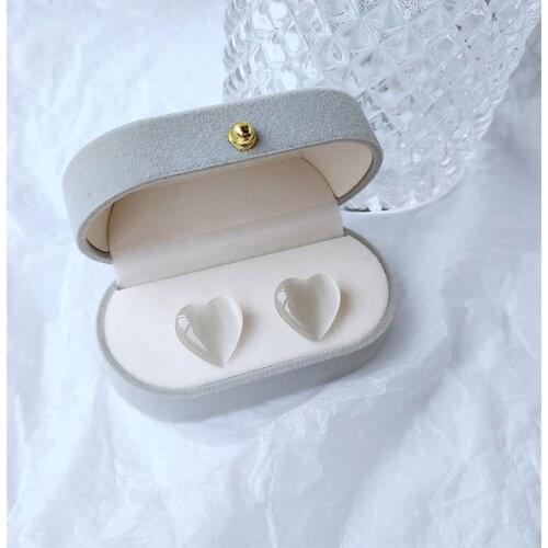 2020 Sweet White Transparent Resin Opal Stone Earrings Acrylic Fruit Love Heart Stud Earrings for Women Travel Jewellery