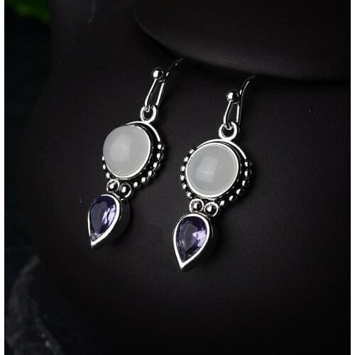2020 New Crystal Vintage SIlver Color Drop Earrings for Women Boho Bohemian Fashion Jewelry Korean Earrings