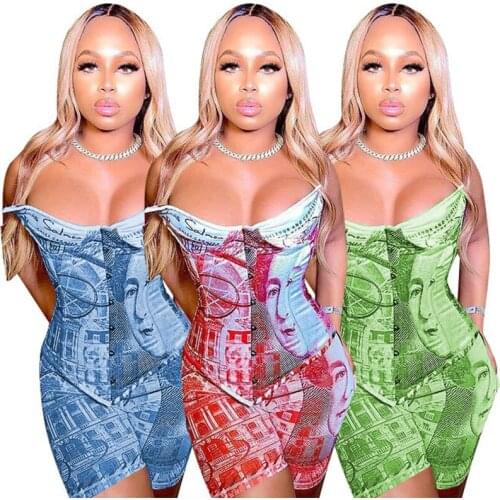 ZKYZWX Print Two Piece Club Outfits Off Shoulder Bodycon Corset Crop Top Biker Shorts Sexy Summer Women Sport Suits Matching Set